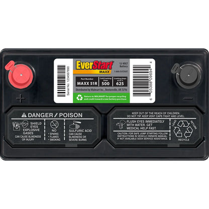 2026 NEW EverStart Maxx Lead Acid Automotive Battery, Group Size 51R 12 Volt, 500 CCA