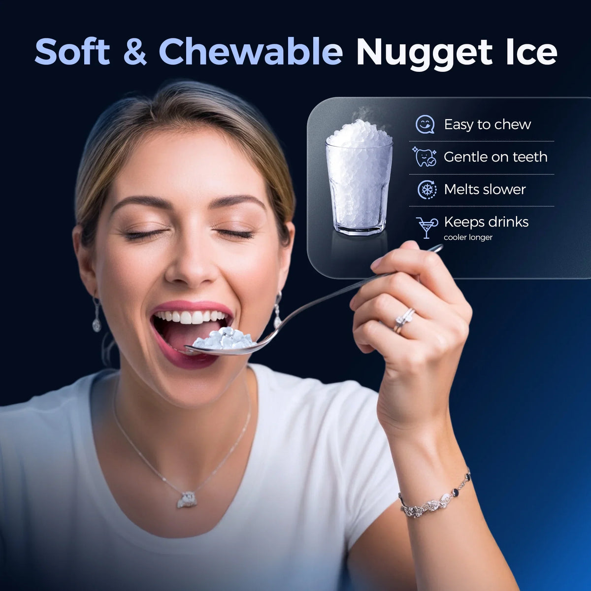 2026 NEW Simzlife Nugget Ice Maker Countertops, 35.9lbs Per Day Portable Pebble ice machine, Crushed Sonic ice maker with Soft Chewable Ice for Home, Party, RV, Camping, Stainless Steel Silver