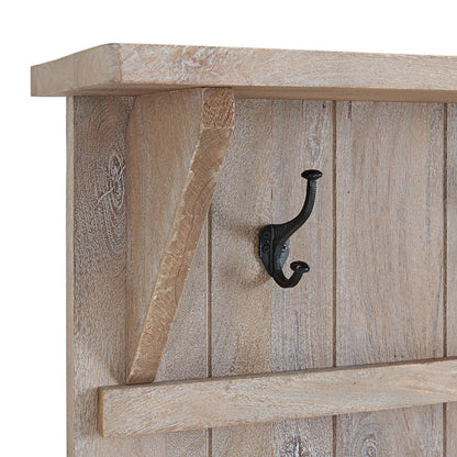 2026 NEW Alaterre Furniture Castleton 70 in. Hall Tree with Bench, Shelves & Coat Hooks -C Solid Mango Wood Entryway Organizer in Driftwood Finish