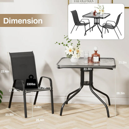 2026 NEW Pirecart 5-Piece Outdoor Patio Dining Table Set with 4 Stackable Textilene Chairs for for Patio, Lawn, Garden, Gray