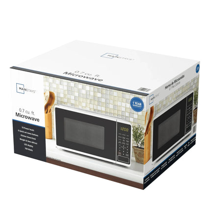 2026 NEW Mainstays 0.7 cu. ft. Countertop Microwave Oven, 700 Watts, White, New