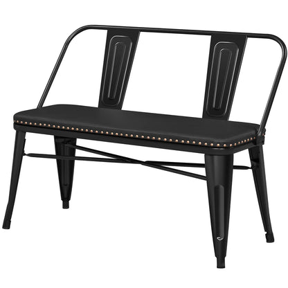 2026 NEW Yaheetech Industrial Metal Dining Bench with Upholstered Seat,Black