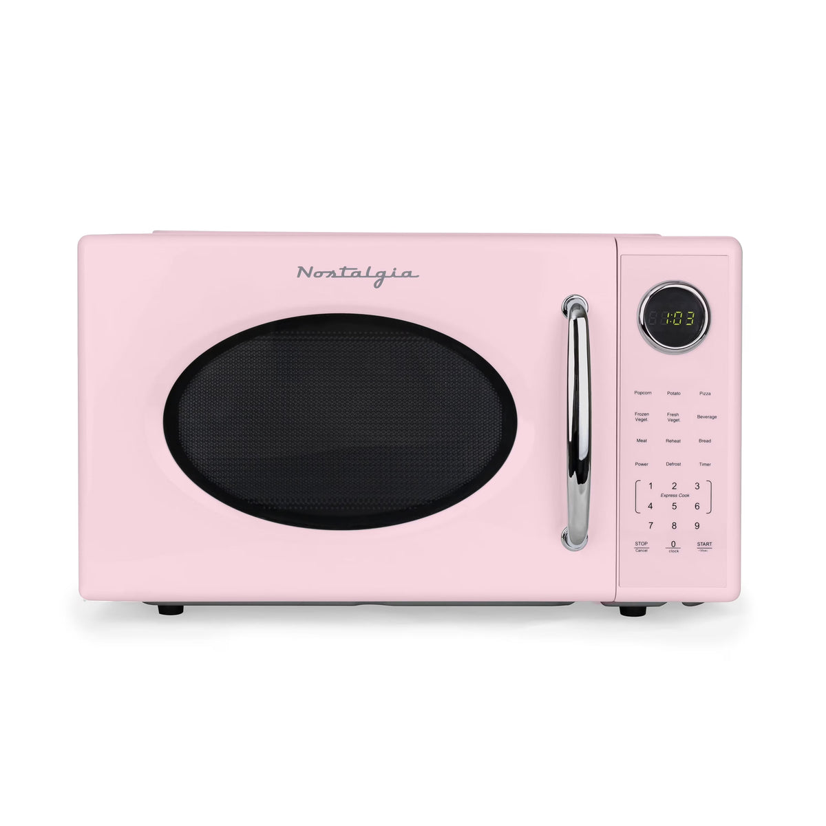 2026 NEW Nostalgia Retro Microwave Oven - 1.1 Cu Ft & 1000-Watt Countertop Size with Glass Turntable, Child Safety Lock, 8 Auto-Cook Programs & Digital Clock - Black