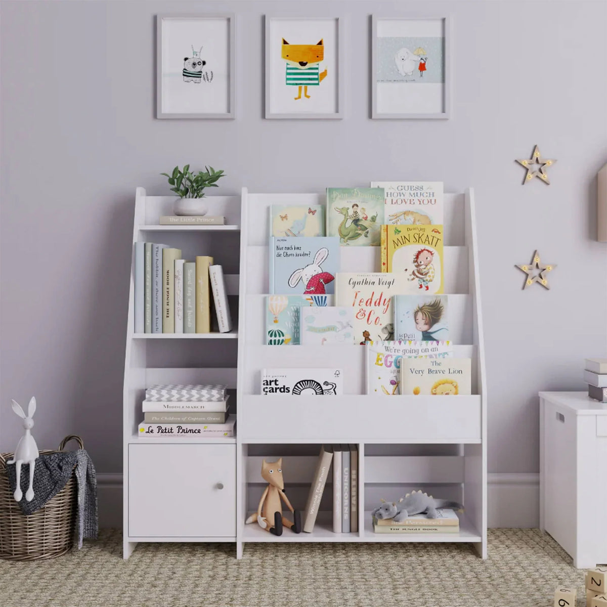2026 NEW Sturdis Kids Toy Storage Organizer With Bookshelf and White Bins