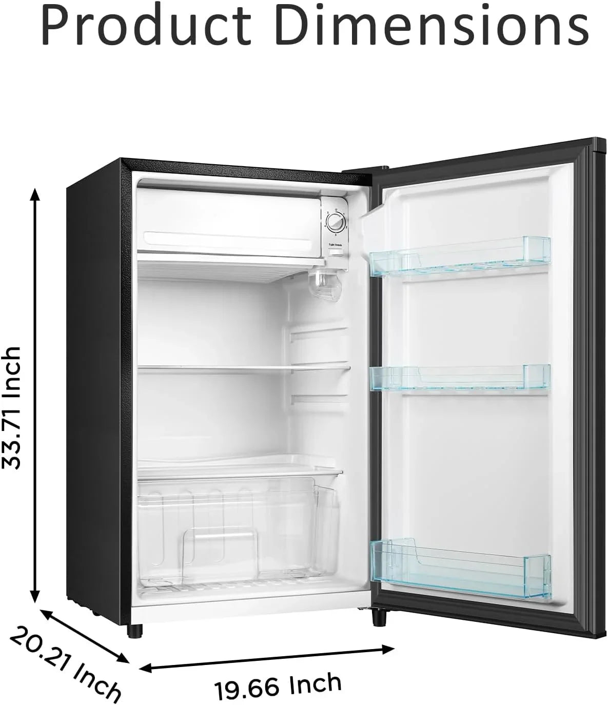 2026 NEW Seaoola Mini Fridge with Freezer, Single Door 4.4 Cu.Ft, Compact Mini Refrigerator, LED Light, Adjustable Thermostat, Removable Glass Shelves, Small Refrigerator for Dorm/Office/Bedroom(Black)