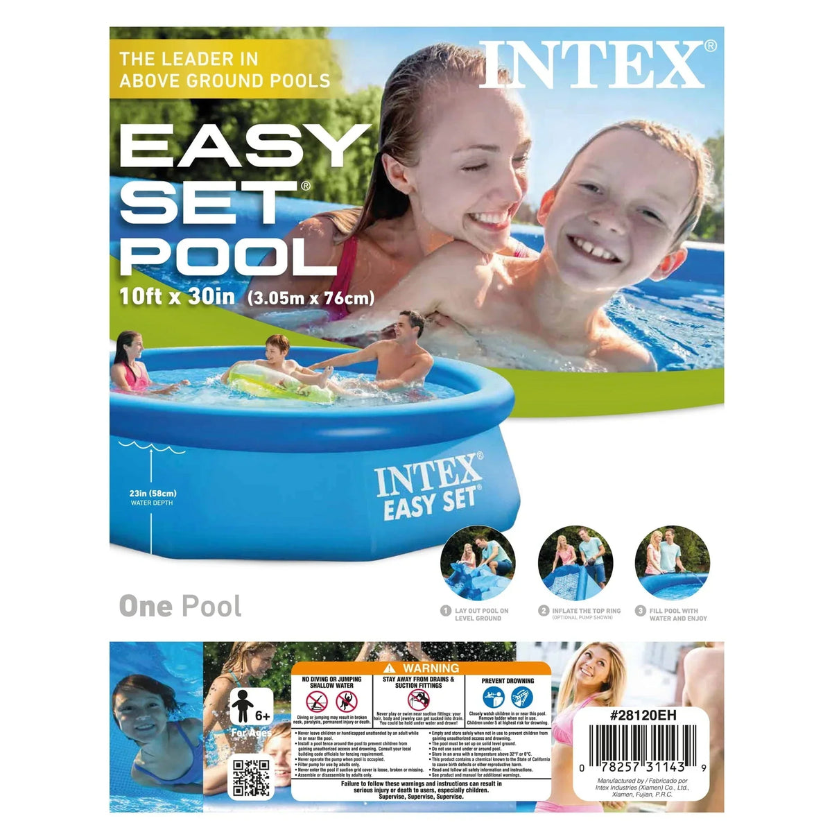 2026 NEW Intex Easy Set 10 Ft x 30 In Above Ground Inflatable Round Swimming Pool