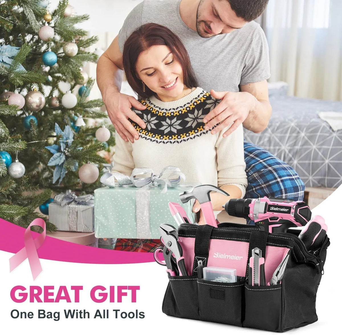 2026 NEW 20V 236Pcs Cordless Pink Drill Set - Essential Women's Pink Tool Set, Lady's Basic Home Tool Kit with Pink Tool Bag - All in One Pink Tool Kit Ideal