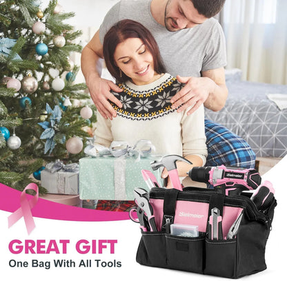 2026 NEW 20V 236Pcs Cordless Pink Drill Set - Essential Women's Pink Tool Set, Lady's Basic Home Tool Kit with Pink Tool Bag - All in One Pink Tool Kit Ideal