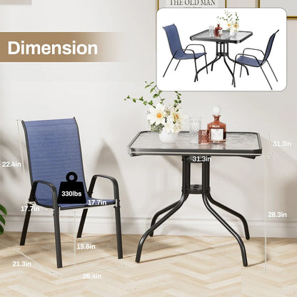2026 NEW Pirecart 5-Piece Outdoor Patio Dining Table Set with 4 Stackable Textilene Chairs for for Patio, Lawn, Garden, Gray
