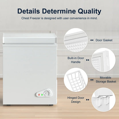 2026 NEW TABU Chest Freezer, 7.0 Cu Ft Deep Freezer with Adjustable Temperature, Compact Freezer with Top Open Door (White)