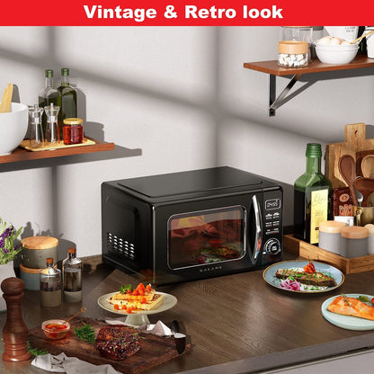 2026 NEW Galanz Retro Countertop Microwave Oven with Auto Cook & Reheat, Defrost, Quick Start Functions, Easy Clean with Glass Turntable, Pull Handle, .9 cu ft, Black