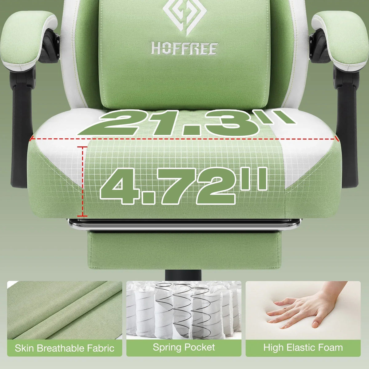 2026 NEW Hoffree Gaming Chair with Massage Fabric Office Chair with footrest for Adults, Ergonomic Gamer Chair with Headrest and Lumbar Support for Office Gaming, 440 LBS