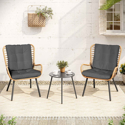 2026 NEW LAUSAINT HOME 3-Piece Patio Furniture Set, High Back Outdoor Bistro with Coffee Table & Beige Cushions for Garden or Deck