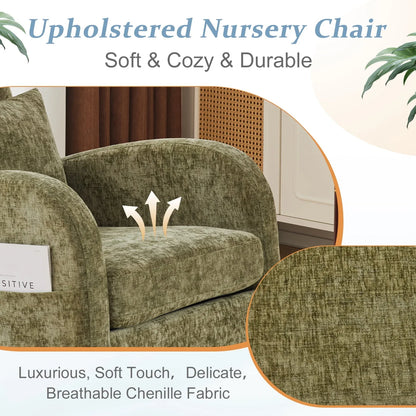 2026 NEW Ktaxon Rocking Accent Chair Glider Reading Chair Comfy Teddy Velvet Upholstered Single Sofa Rocker for Living Room, Nursery, Bedroom Beige