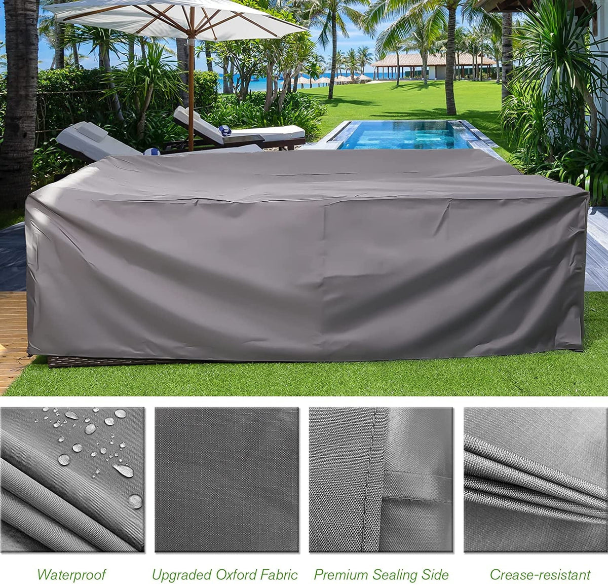 2026 NEW AECOJOY 7 Piece Patio Furniture Set PE Rattan Outdoor Dining Set Sectional Sofa Couch with Table Patio Conversation Set in Gray