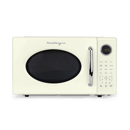 2026 NEW Nostalgia Retro Microwave Oven - 1.1 Cu Ft & 1000-Watt Countertop Size with Glass Turntable, Child Safety Lock, 8 Auto-Cook Programs & Digital Clock - Black