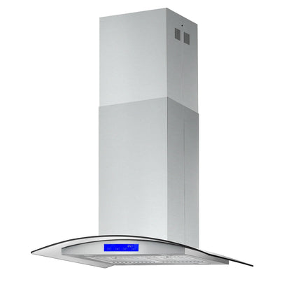 2026 NEW Cosmo 5 Piece Kitchen Appliance Packages with 30" Freestanding Electric Range 30" Island Range Hood 24" Built-in Fully Integrated Dishwasher French Door Refrigerator & 48 Bottle Wine Refrigerator