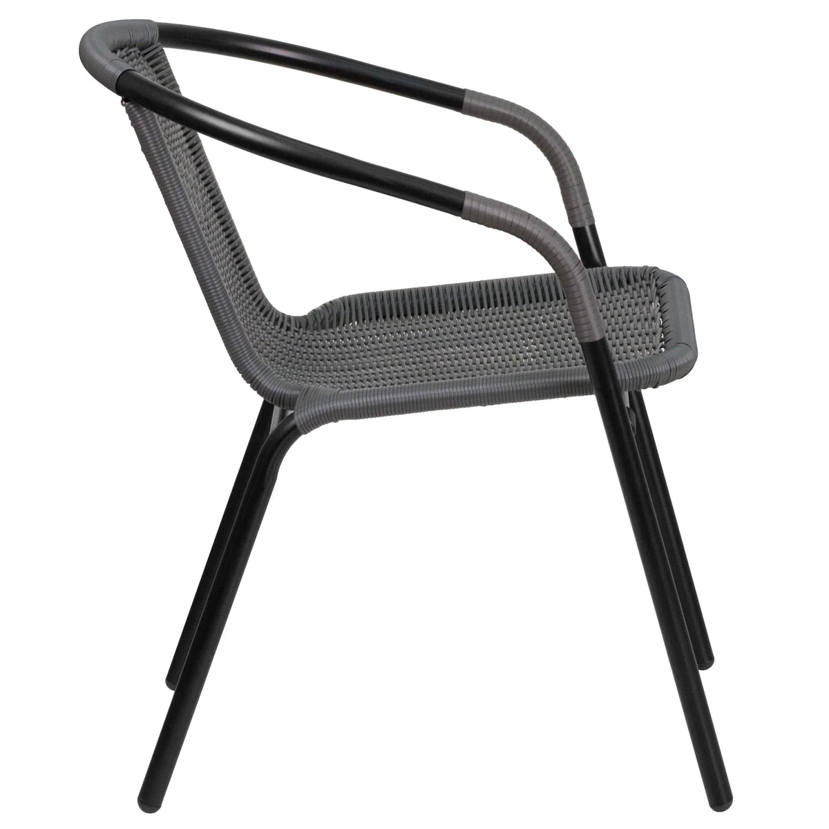 2026 NEW Emma + Oliver Indoor/Outdoor Stacking Rattan Restaurant Patio Chairs, Set of 2, Gray