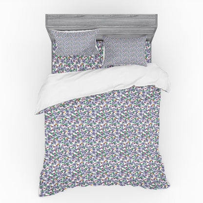 2026 NEW Floral Duvet Cover Set, Colorful Spring Blossom Flowers Repetitive Hand Drawn Like Pattern, Bedding Set with Shams and Fitted Sheet, 3 Sizes