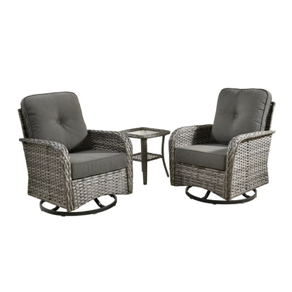 2026 NEW Ovios 5 Pieces Outdoor Patio Furniture Set High Back All Weather Wicker Conversation Set with Swivel Chairs & Coffee Table, Dark Gray