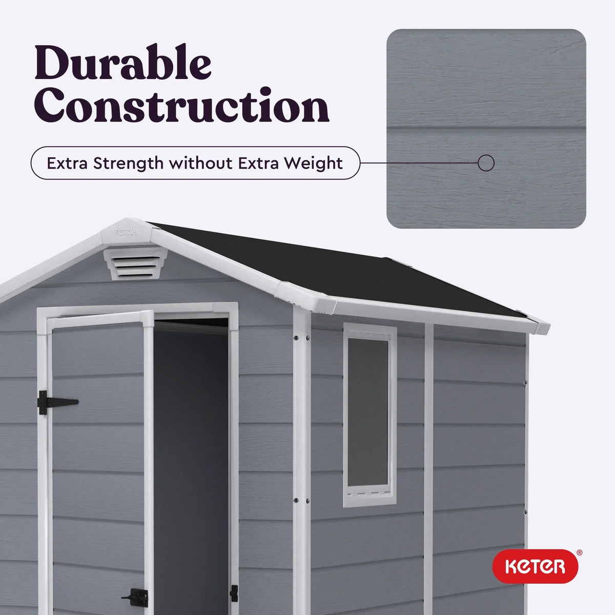 2026 NEW Keter 213413 Manor DD 6 X 8 Foot All Weather Outdoor Storage Shed, Grey