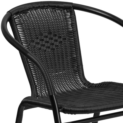 2026 NEW Emma + Oliver Indoor/Outdoor Stacking Rattan Restaurant Patio Chairs, Set of 2, Gray