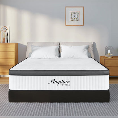2026 NEW Queen Mattress 10 inch, Hybrid Queen Size Mattress in a Box, Upgrade Innerspring Mattress Queen for Pressure Relief, Medium Firm