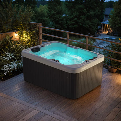 2026 NEW Patiowell 2 Person Home Spa Hot Tub for Outdoor, with 41pcs Massage Jets, LED lighting, Built-In Water Purification System, 900L, Black