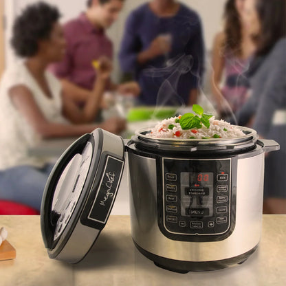 2026 NEW MegaChef 6 Quart Electric Pressure Cooker with 14 Pre-Set Multi-Function Features & Stainless Steel Pot