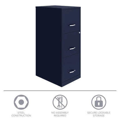2026 NEW Space Solutions 18" Deep 3 Drawer Smart Letter Width Vertical File Cabinet, Navy