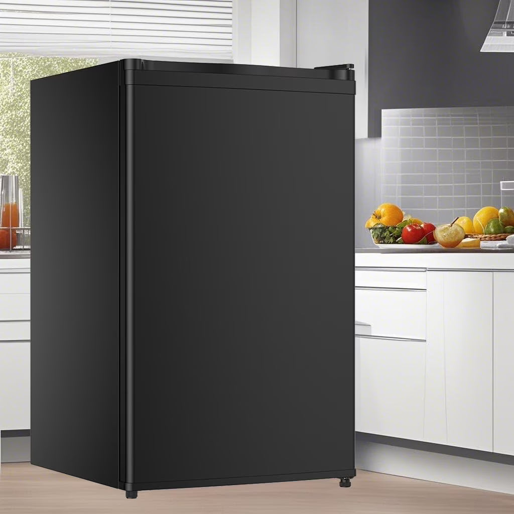 2026 NEW Soonbuy Compact Mini Fridge with Freezer, 4.3 Cu.Ft Single Door Refrigerator with Adjustable Temperature, Removable Shelves & Crisper Drawer, Energy Efficient Small Fridge for Bedroom, Office, Dorm, R