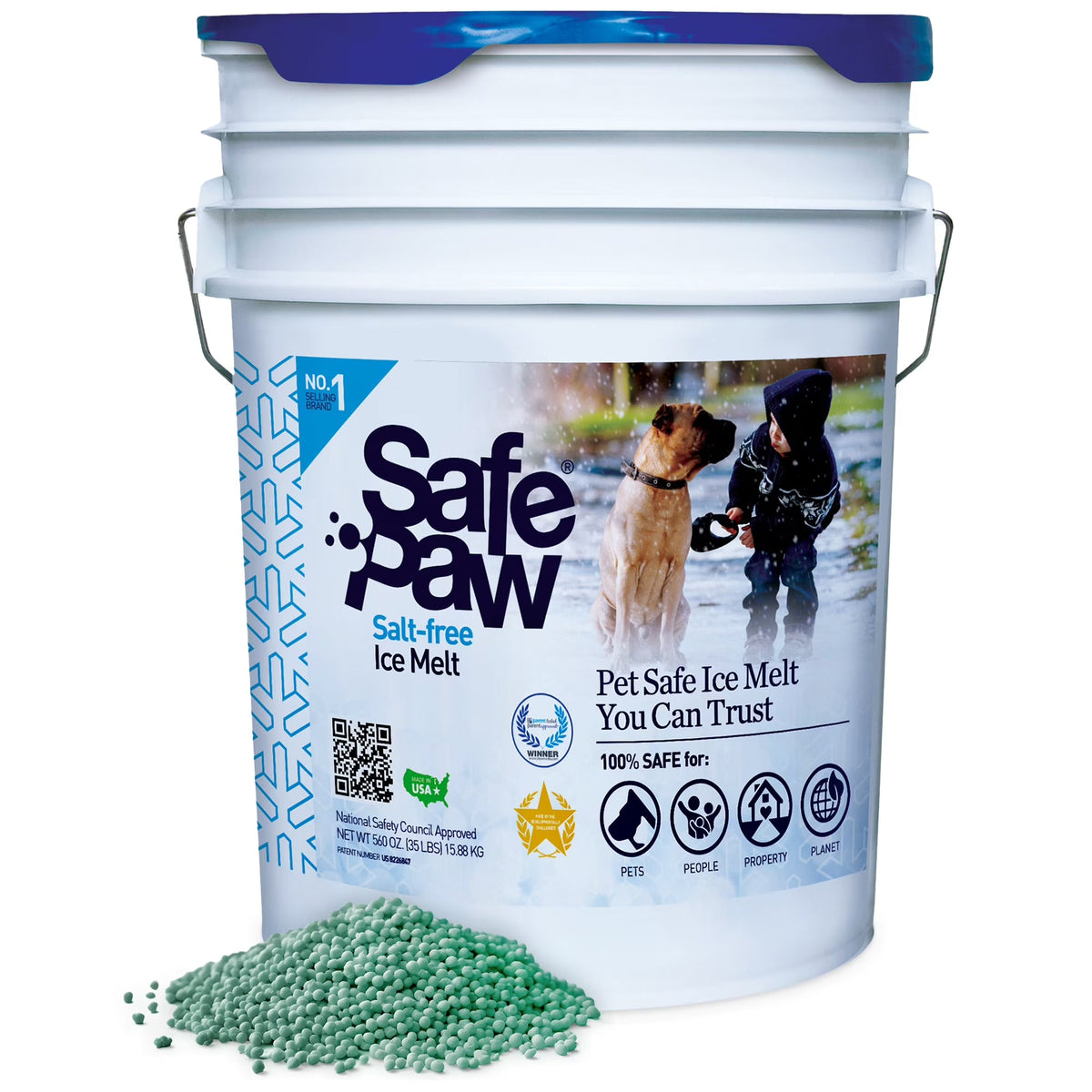 2026 NEW Safe Paw Pet Safe Ice Melt, 100% Salt and Chloride free with Traction Agent, Non-Toxic, Fast Acting, Lasts 3X Longer -C 35 Lbs