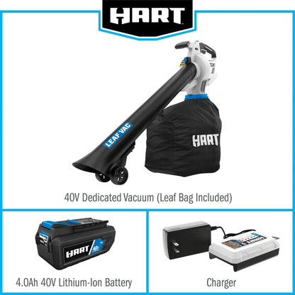 2026 NEW HART 40V Cordless Leaf Vacuum Kit, (1) 4.0Ah Lithium-Ion Battery