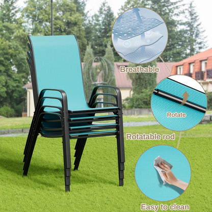 2026 NEW Pirecart 5-Piece Outdoor Patio Dining Table Set with 4 Stackable Textilene Chairs for for Patio, Lawn, Garden, Gray