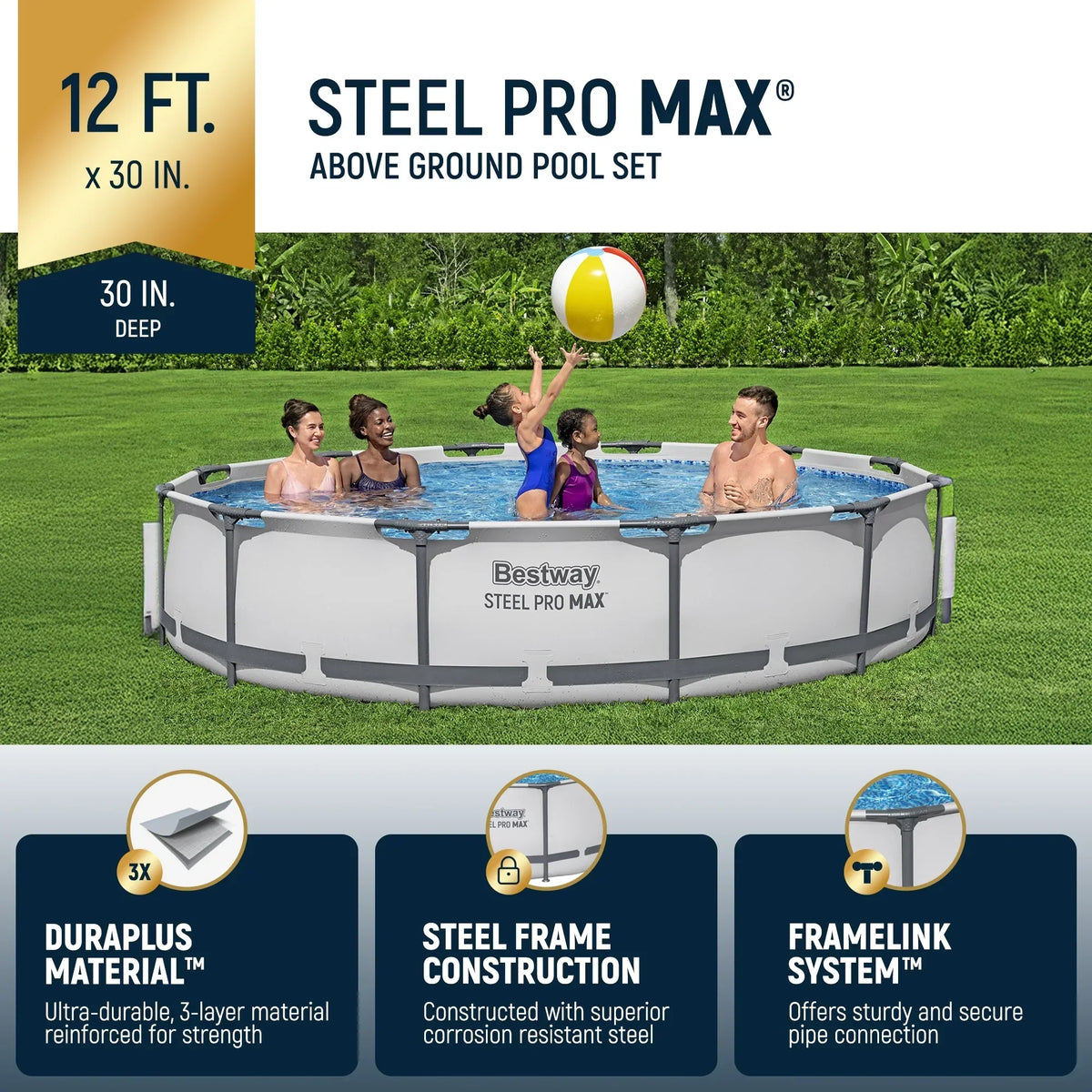 2026 NEW Bestway Steel Pro MAX 10' x 30" Above Ground Pool Set Round