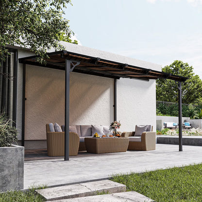 2026 NEW Aoxun 8' x 5' Gazebo for Patio, Gazebo Pergola with Sloped Roof, Grill Gazebo Large Wall-Mounted Heavy Duty Awnings, for Backyard, Deck, Patio