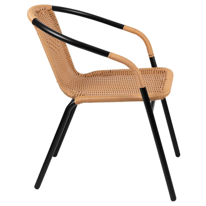2026 NEW Emma + Oliver Indoor/Outdoor Stacking Rattan Restaurant Patio Chairs, Set of 2, Gray