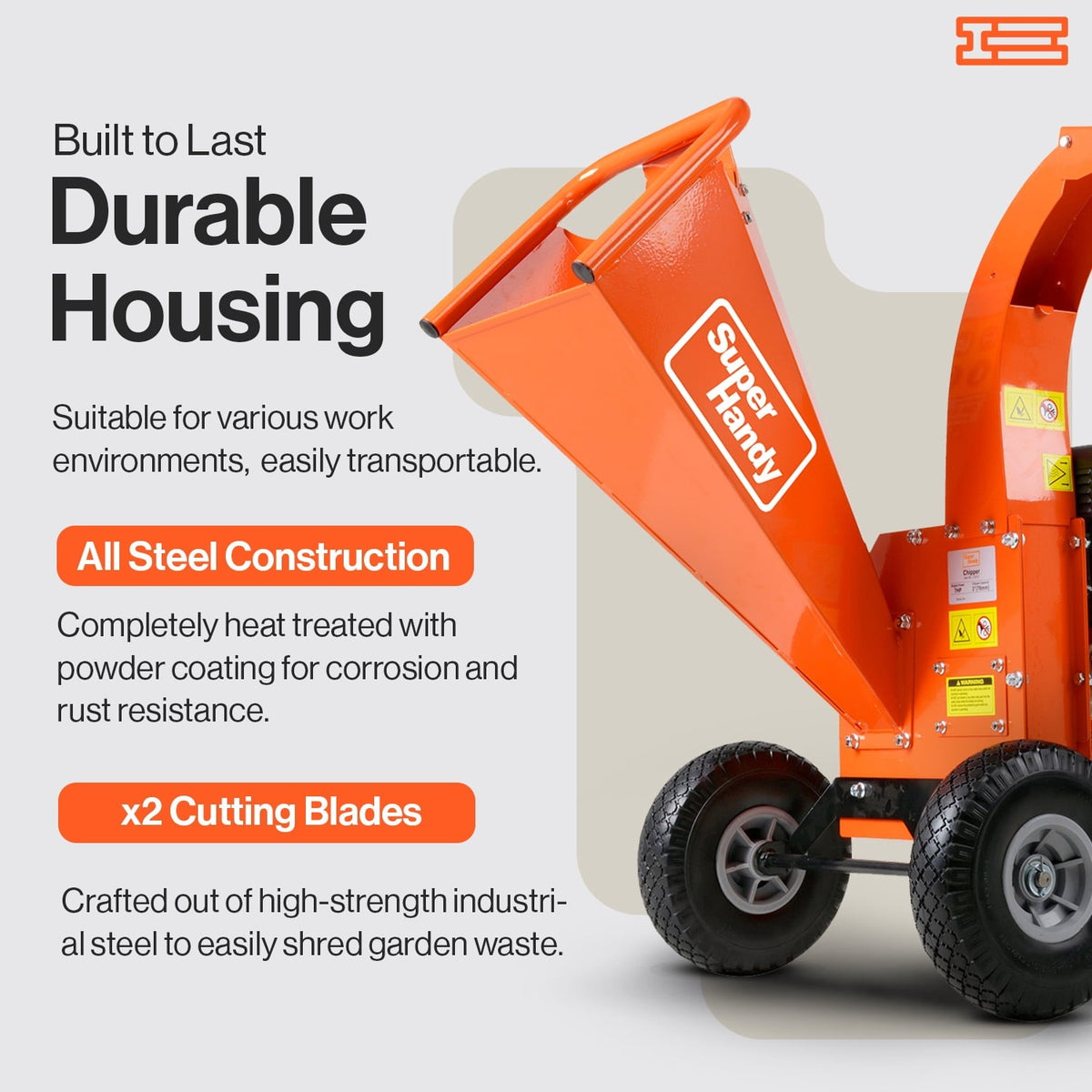 2026 NEW SuperHandy Mini Wood Chipper Shredder Mulcher Heavy Duty 7HP Compact Design 3" Inch Max Capacity