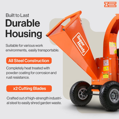 2026 NEW SuperHandy Mini Wood Chipper Shredder Mulcher Heavy Duty 7HP Compact Design 3" Inch Max Capacity