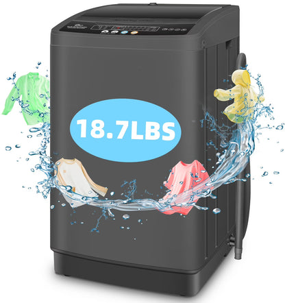 2026 NEW Veeboto Portable Washing Machine, 18.7Lbs Capacity Portable Washer with Drain Pump, 10 Wash Programs/8 Water Levels/LED Display, Full-Automatic Compact Laundry Washer for Apartment, Dorm, Home