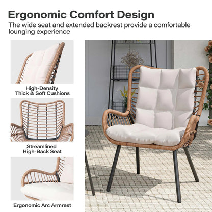 2026 NEW LAUSAINT HOME 3-Piece Patio Furniture Set, High Back Outdoor Bistro with Coffee Table & Beige Cushions for Garden or Deck