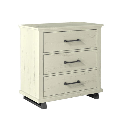 2026 NEW FESTIVO 32 inch Wide 3-Drawer Bedroom Nightstand with Elevated Metal Legs - Beige