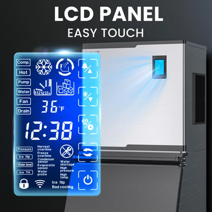 2026 NEW Coolake 22 inch 450lbs/24h Commercial Air Cooled Ice Maker Machine with 360lbs, Cube Ice, Doe/ETL