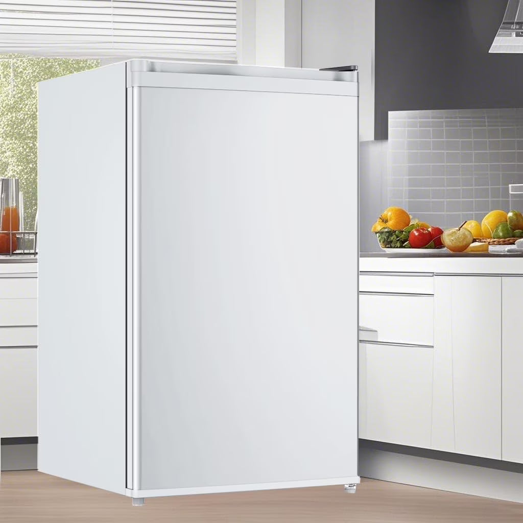 2026 NEW Soonbuy Compact Mini Fridge with Freezer, 4.3 Cu.Ft Single Door Refrigerator with Adjustable Temperature, Removable Shelves & Crisper Drawer, Energy Efficient Small Fridge for Bedroom, Office, Dorm, R