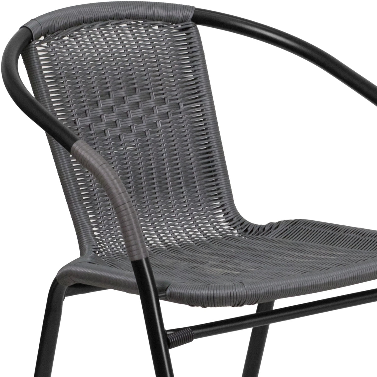2026 NEW Emma + Oliver Indoor/Outdoor Stacking Rattan Restaurant Patio Chairs, Set of 2, Gray
