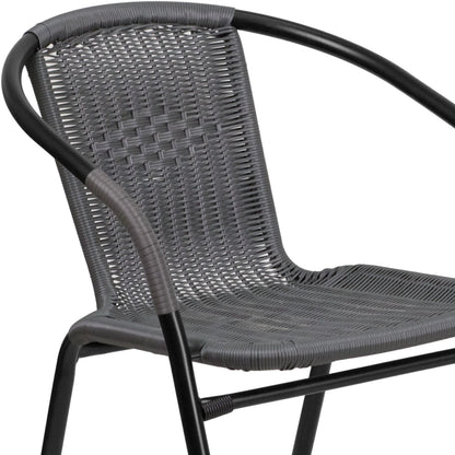 2026 NEW Emma + Oliver Indoor/Outdoor Stacking Rattan Restaurant Patio Chairs, Set of 2, Gray