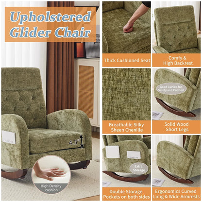 2026 NEW Ktaxon Rocking Accent Chair Glider Reading Chair Comfy Teddy Velvet Upholstered Single Sofa Rocker for Living Room, Nursery, Bedroom Beige