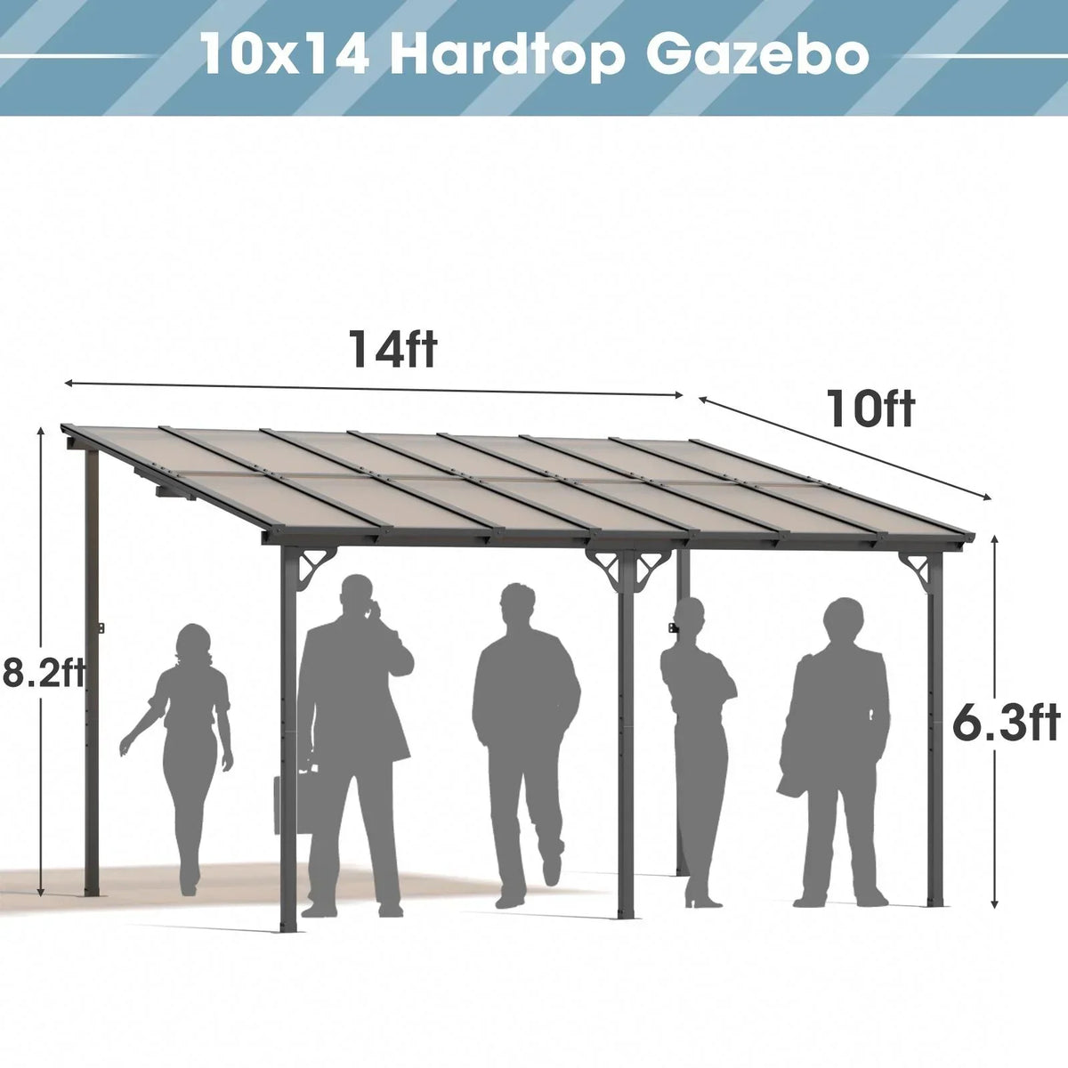 2026 NEW Aoxun 8' x 5' Gazebo for Patio, Gazebo Pergola with Sloped Roof, Grill Gazebo Large Wall-Mounted Heavy Duty Awnings, for Backyard, Deck, Patio
