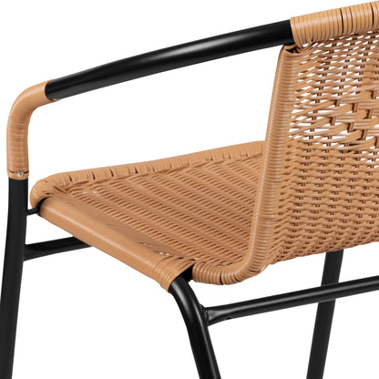 2026 NEW Emma + Oliver Indoor/Outdoor Stacking Rattan Restaurant Patio Chairs, Set of 2, Gray