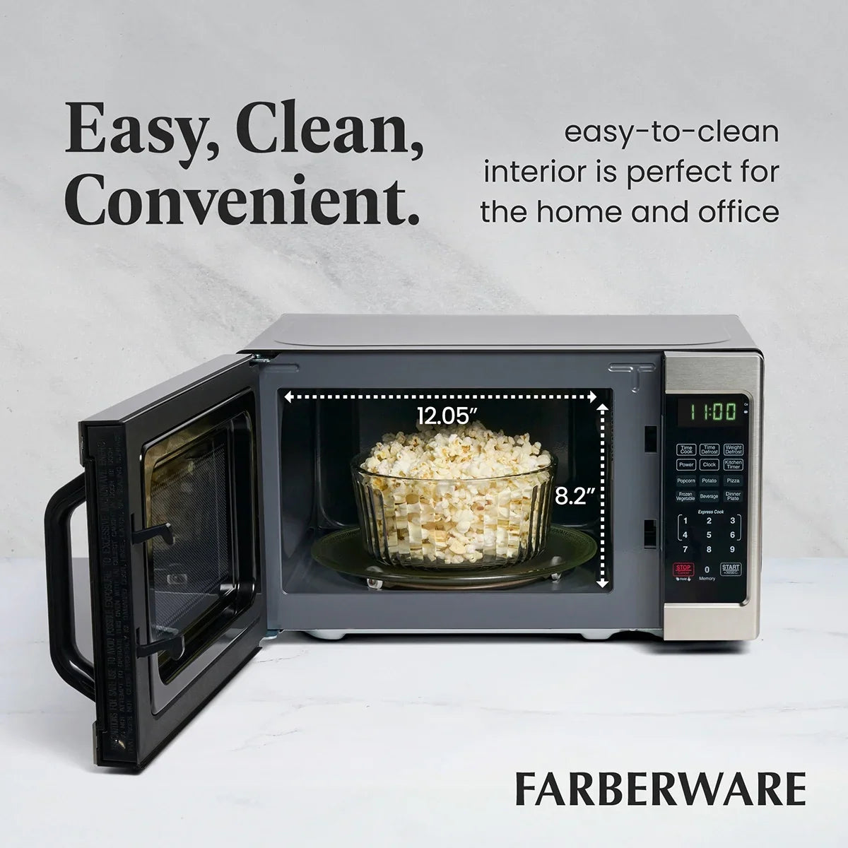 2026 NEW Farberware 1.1 Cu. Ft. 1000-Watt Compact Microwave Oven, Black